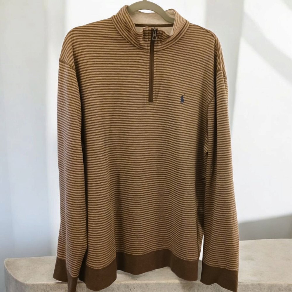 Mens Polo Ralph Lauren Jersey Quarter-Zip Pullover XL EUC $168 Retail - Picture 2 of 7